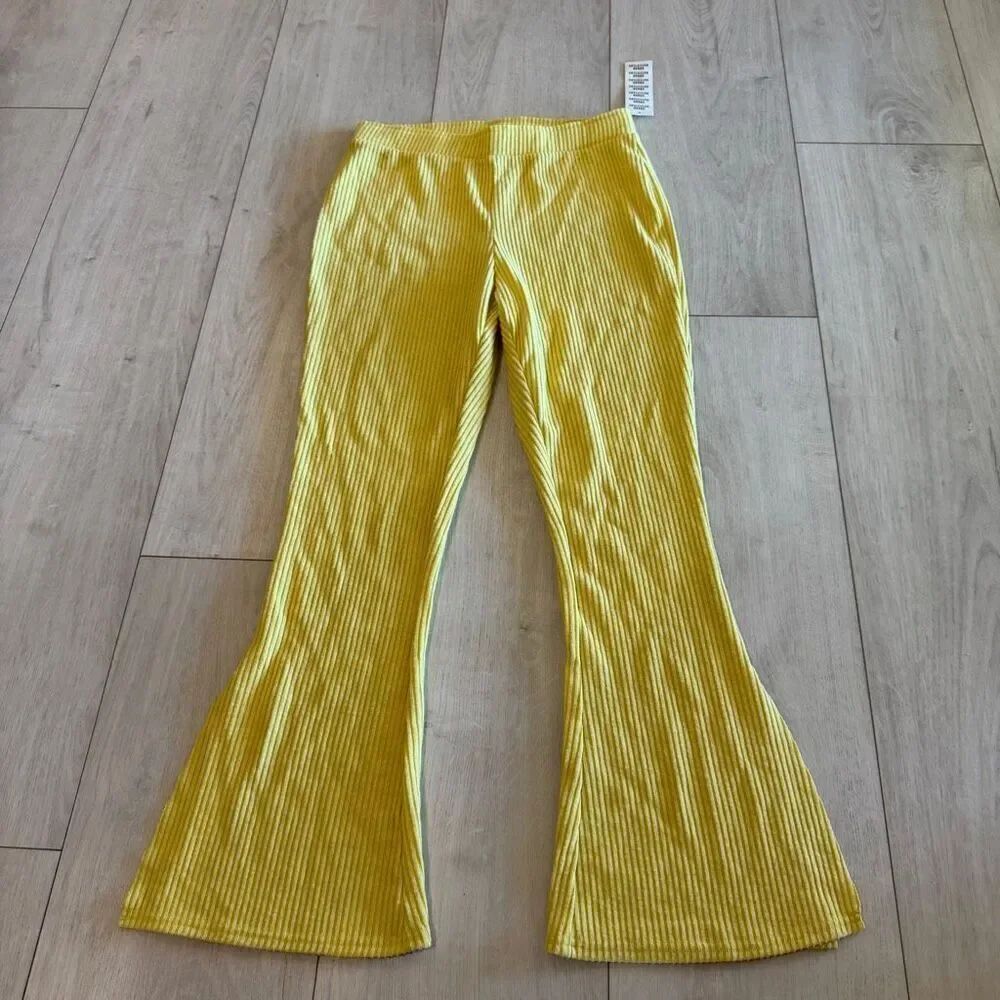 Urban Outfitters Pants Flare Retro Boho Ribbed Pull On Yellow size M